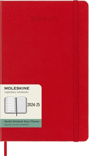 Moleskine 18 Monate Wochen Notizkalender 2024/2025, L/A5, Fester Einband, Scharlachrot