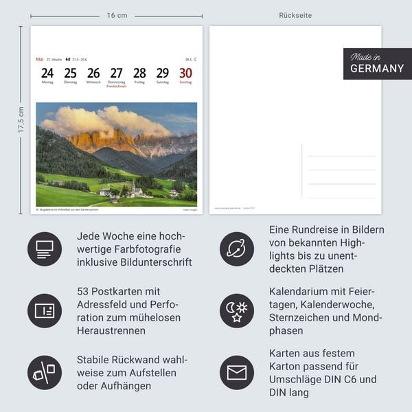 Produktbild: S&uuml;dtirol Sehnsuchtskalender 2027 - Wochenkalender mit 53 Postkarten