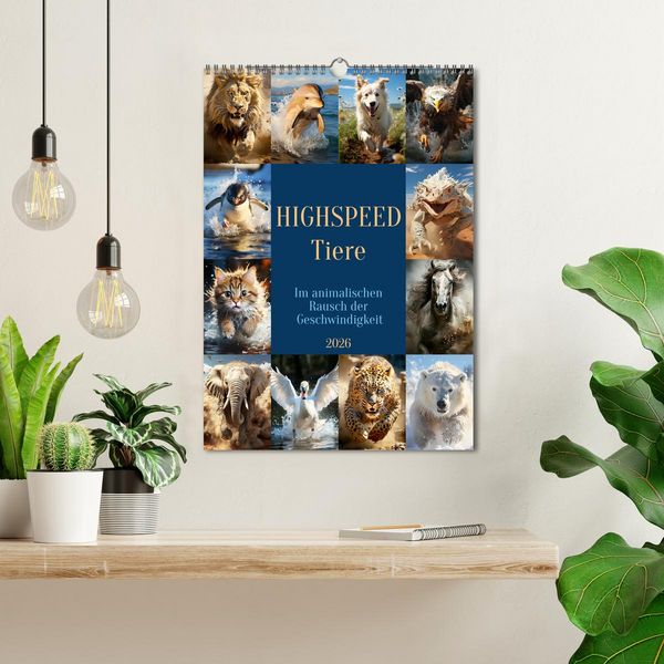Produktbild: Highspeed Tiere (Wandkalender 2026 DIN A3 hoch), CALVENDO Monatskalender