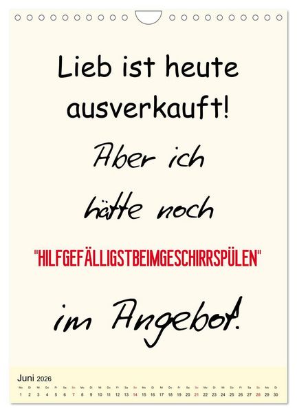 Produktbild: Spr&uuml;che-Kalender. Lustiges f&uuml;r die Familie! (Wandkalender 2026 DIN A4 hoch), CALVENDO Monatskalender