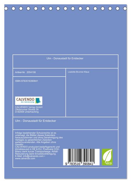 Produktbild: Ulm - Donaustadt f&uuml;r Entdecker (Tischkalender 2026 DIN A5 hoch), CALVENDO Monatskalender