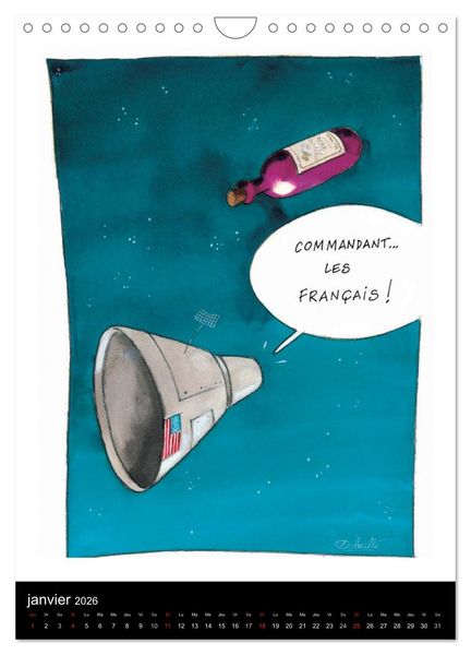 Produktbild: Humour et Vin (Calendrier mural 2026 DIN A4 horizontal), CALVENDO calendrier mensuel