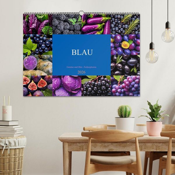 Produktbild: BLAU - Gem&uuml;se und Obst - Farbexplosion (Wandkalender 2026 DIN A2 quer), CALVENDO Monatskalender
