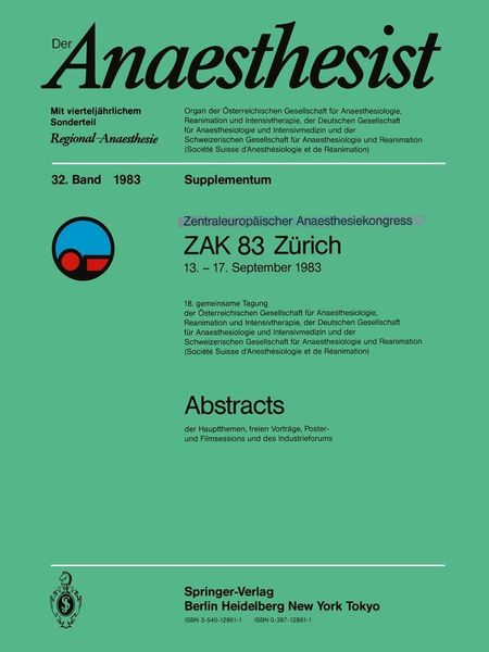 Produktbild: Zentraleurop&ocirc;ischer Anaesthesiekongress ZAK 83 Z&uuml;rich