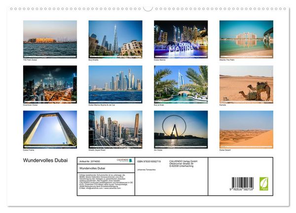 Produktbild: Wundervolles Dubai (hochwertiger Premium Wandkalender 2026 DIN A2 quer), Kunstdruck in Hochglanz