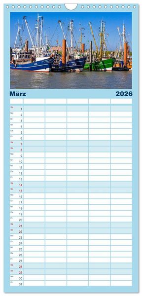 Produktbild: Familienplaner 2026 - Norden-Norddeich. Maritime Orte mit Flair mit 5 Spalten (Wandkalender, 21 x 45 cm) CALVENDO