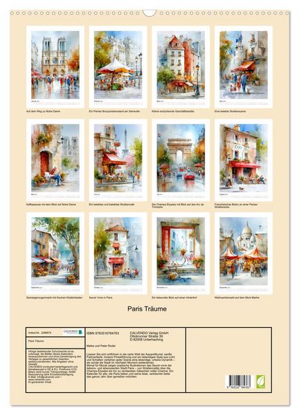 Produktbild: Paris Tr&auml;ume (Wandkalender 2027 DIN A2 hoch), CALVENDO Monatskalender