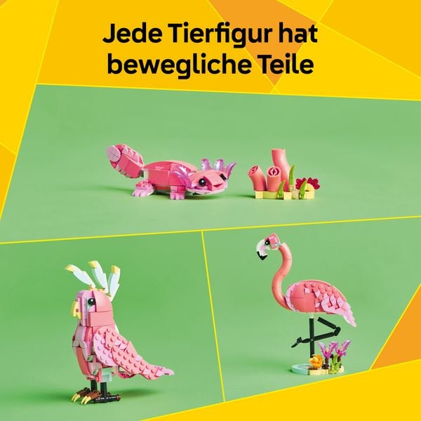 Produktbild: LEGO Creator 31170 3in1 Wilde Tiere: Rosa Flamingo, Kakadu oder Axolotl