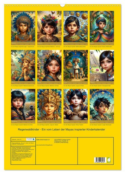 Produktbild: Regenwaldkinder - Ein vom Leben der Mayas inspierter Kinderkalender (Wandkalender 2026 DIN A2 hoch), CALVENDO Monatskalender