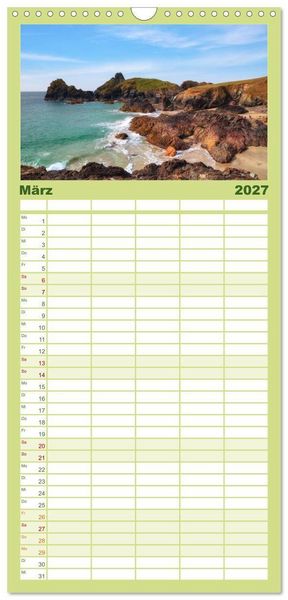 Produktbild: Familienplaner 2027 - Cornwall mit 5 Spalten (Wandkalender, 21 x 45 cm) CALVENDO
