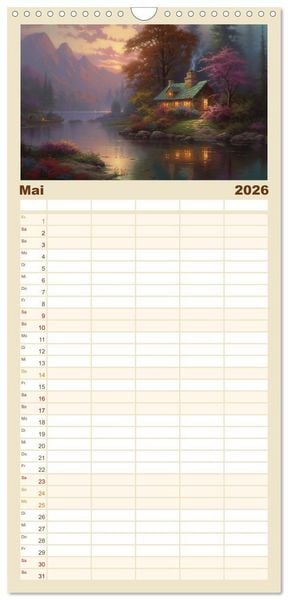 Produktbild: Familienplaner 2026 - Ein Haus in den Bergen mit 5 Spalten (Wandkalender, 21 x 45 cm) CALVENDO