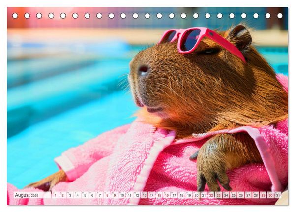 Produktbild: Capybaras im Alltag - Ein Jahr voller Abenteuer (Tischkalender 2026 DIN A5 quer), CALVENDO Monatskalender