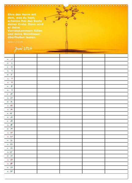 Produktbild: ein Planer mit biblischer Weisheit aus den Spr&uuml;chen Salomos (hochwertiger Premium Wandkalender 2026 DIN A2 hoch), Kunstdruck in Hochglanz