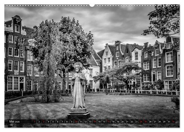 Produktbild: AMSTERDAM Stadtherz in Monochrom (Wandkalender 2026 DIN A2 quer), CALVENDO Monatskalender
