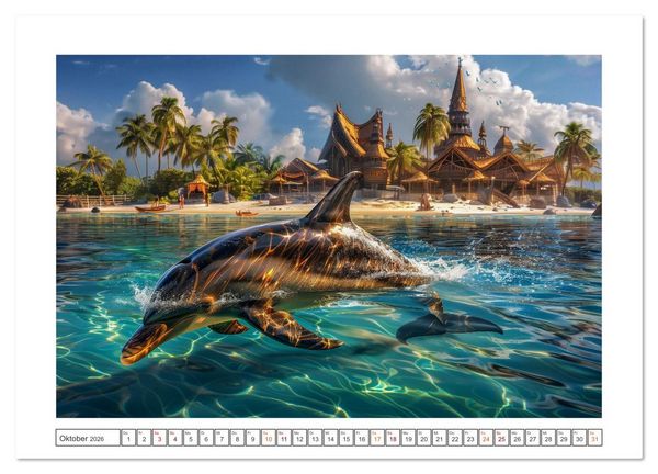 Produktbild: Delfingl&uuml;ck (hochwertiger Premium Wandkalender 2026 DIN A2 quer), Kunstdruck in Hochglanz