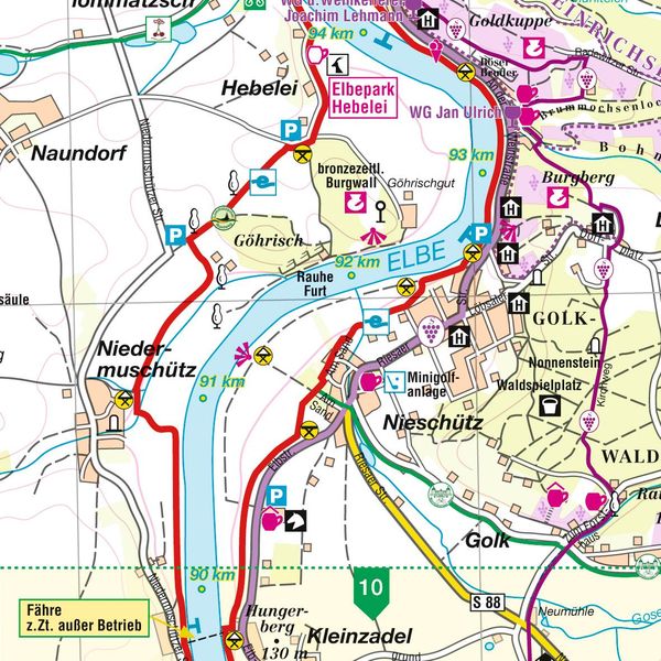 Produktbild: Elbe-Radweg zwischen Riesa und Ust&iacute; nad Labem - S&auml;chsische Weinstra&szlig;e 1 : 33 000