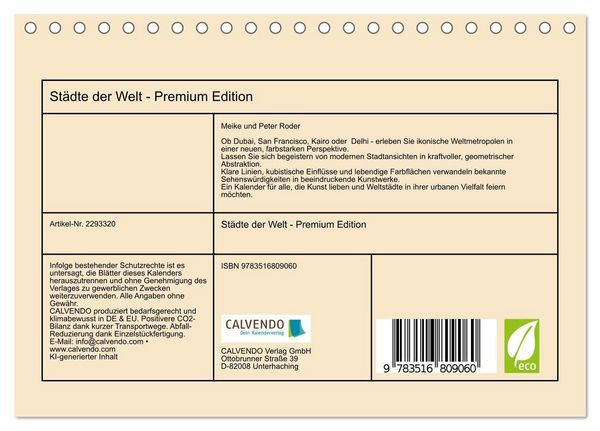 Produktbild: St&auml;dte der Welt - Premium Edition (Tischkalender 2027 DIN A5 quer), CALVENDO Monatskalender