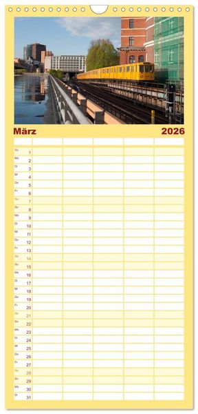 Produktbild: Familienplaner 2026 - Auf Gleisen durch Berlin mit 5 Spalten (Wandkalender, 21 x 45 cm) CALVENDO