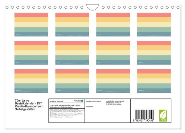 Produktbild: 70er Jahre Bastelkalender - DIY Kreativ-Kalender zum Selbstgestalten (Wandkalender 2026 DIN A4 quer), CALVENDO Monatskalender