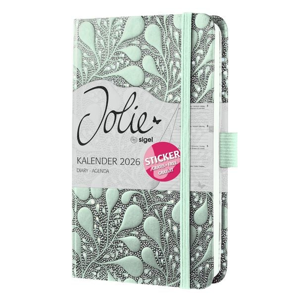 Produktbild: SIGEL J6360 Wochenkalender Jolie 2026, ca. A6, schwarz, hellgr&uuml;n