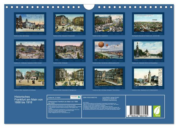 Produktbild: Historisches Frankfurt am Main von 1888 bis 1918 (Wandkalender 2026 DIN A4 quer), CALVENDO Monatskalender