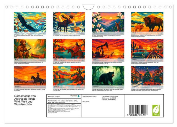 Produktbild: Nordamerika von Alaska bis Texas - Wild, Weit und Wundersch&ouml;n (Wandkalender 2026 DIN A4 quer), CALVENDO Monatskalender