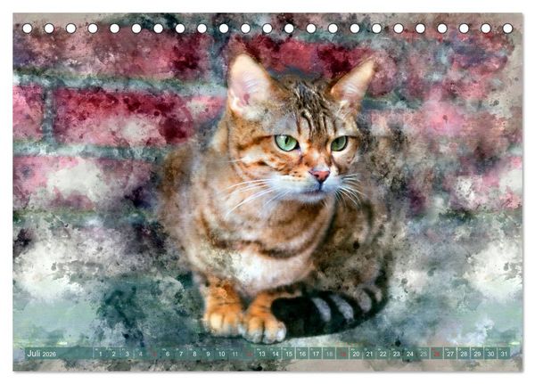 Produktbild: Katzenkalender mausgemalt (Tischkalender 2026 DIN A5 quer), CALVENDO Monatskalender