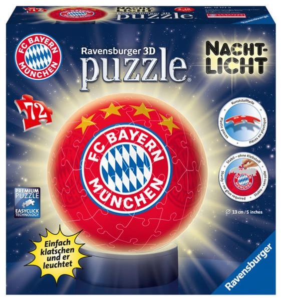 3D Puzzle Ravensburger Puzzle-Ball Nachtlicht - FC Bayern München 72 Teile