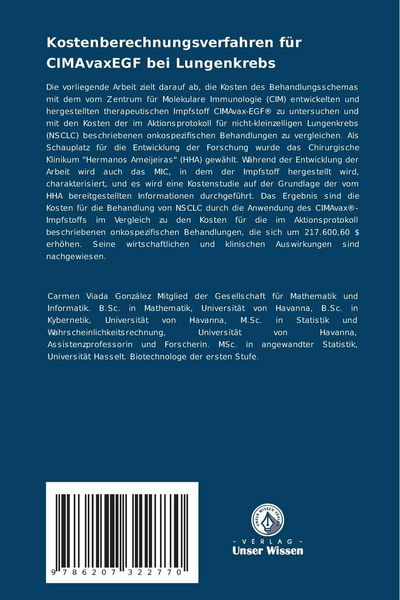Produktbild: Kostenberechnungsverfahren f&uuml;r CIMAvaxEGF bei Lungenkrebs