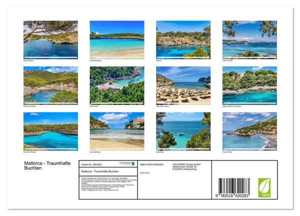 Produktbild: Mallorca - Traumhafte Buchten (Wandkalender 2026 DIN A4 quer), CALVENDO Monatskalender