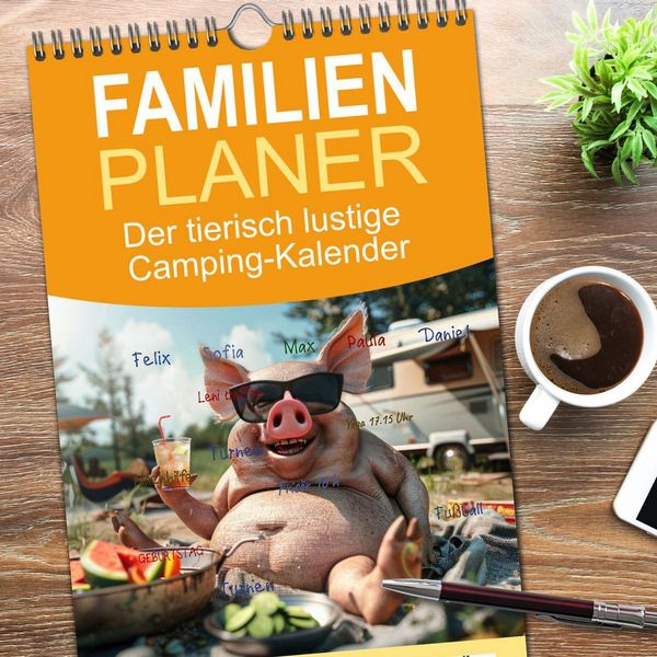 Produktbild: Familienplaner 2026 - Der tierisch lustige Camping-Kalender mit 5 Spalten (Wandkalender, 21 x 45 cm) CALVENDO