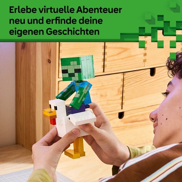 Produktbild: LEGO Minecraft 21582 H&uuml;hnerreiter, Bauset zum Videospiel, bewegliche Minecraft-Zimmerdeko