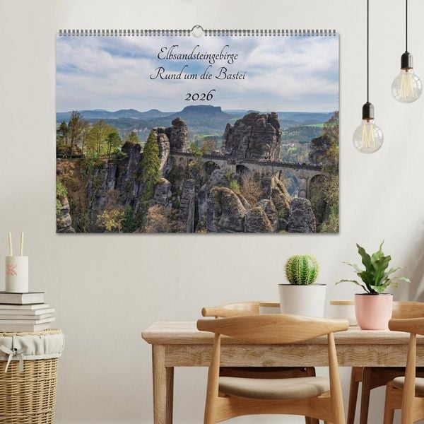 Produktbild: Elbsandsteingebirge - Rund um die Bastei (Wandkalender 2026 DIN A2 quer), CALVENDO Monatskalender
