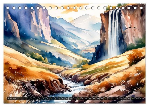 Produktbild: Die Natur in Aquarellbildern (Tischkalender 2026 DIN A5 quer), CALVENDO Monatskalender