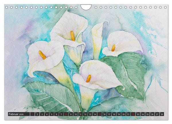 Produktbild: Blumenbilder in Aquarell (Wandkalender 2026 DIN A4 quer), CALVENDO Monatskalender