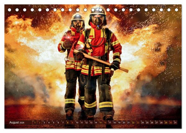 Produktbild: Im Bann der Rettung - Feuerwehr (Tischkalender 2026 DIN A5 quer), CALVENDO Monatskalender
