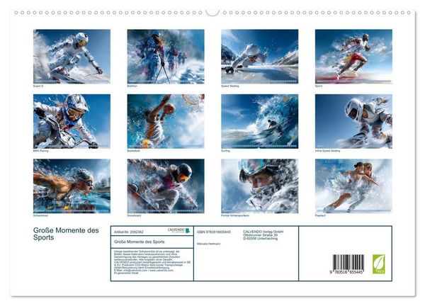 Produktbild: Gro&szlig;e Momente des Sports (hochwertiger Premium Wandkalender 2026 DIN A2 quer), Kunstdruck in Hochglanz