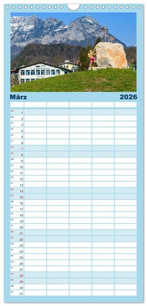 Produktbild: Familienplaner 2026 - Unterwegs im Bergsteigerdorf Ramsau mit 5 Spalten (Wandkalender, 21 x 45 cm) CALVENDO