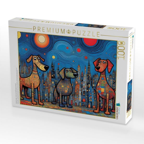 Produktbild: CALVENDO Puzzle Bunte Hunde - bunt und wild ist ganz normal | 1000 Teile Lege-Gr&ouml;&szlig;e 64x48cm Foto-Puzzle f&uuml;r gl&uuml;ckliche Stunden