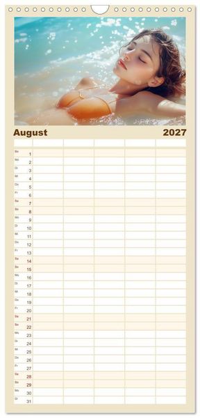 Produktbild: Familienplaner 2027 - Entspannen am Strand mit 5 Spalten (Wandkalender, 21 x 45 cm) CALVENDO