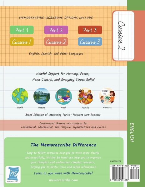 Produktbild: Handwriting Practice Workbook - Numbers from 1 to 50 - Words and Numbers - Cursive, Level 2