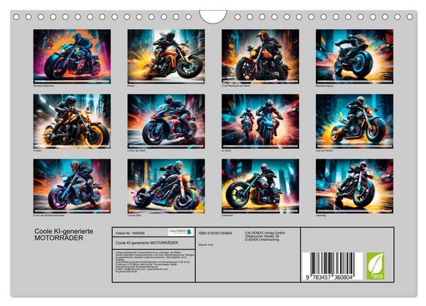 Produktbild: Coole KI-generierte MOTORR&Auml;DER (Wandkalender 2026 DIN A4 quer), CALVENDO Monatskalender