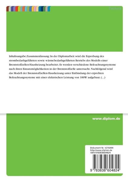 Produktbild: Erprobung des strom- sowie w&auml;rmebedarfsgef&uuml;hrten Betriebs des Modells einer Brennstoffzellen-Hausheizung