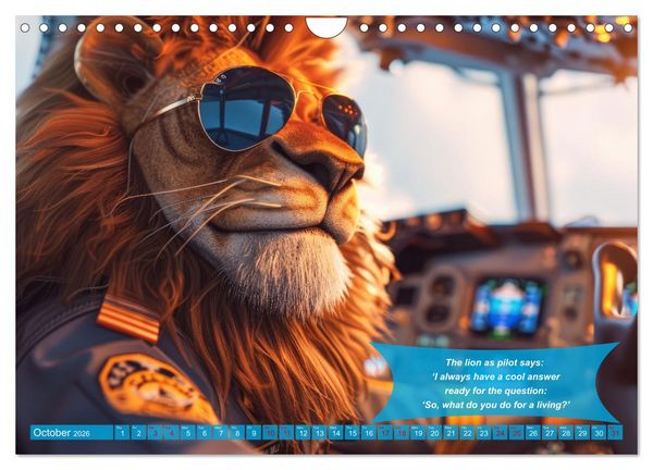 Produktbild: Funny charming animals as pilots (Wall Calendar 2026 DIN A4 landscape), CALVENDO 12 Month Wall Calendar