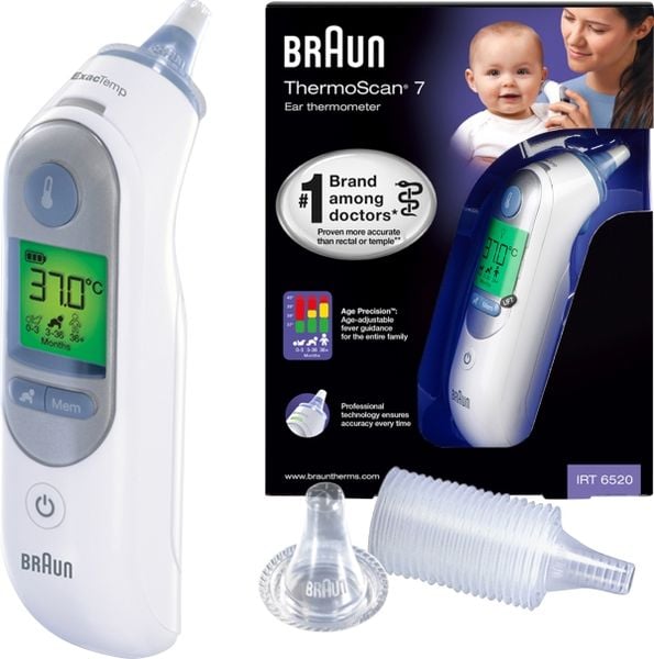 Braun IRT 6520 Thermoscan 7 Infrarot Fieberthermometer Vorgewärmte Meßspitze