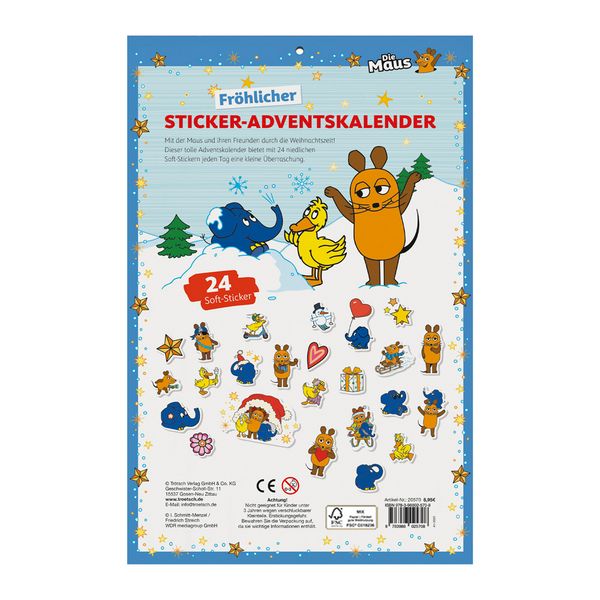 Produktbild: TR&Ouml;TSCH - Sticker-Adventskalender "Die Maus " | Weihnachtskalender mit 24 niedlichen Soft-Stickernr Adventskalender | Ab 3 Jahren