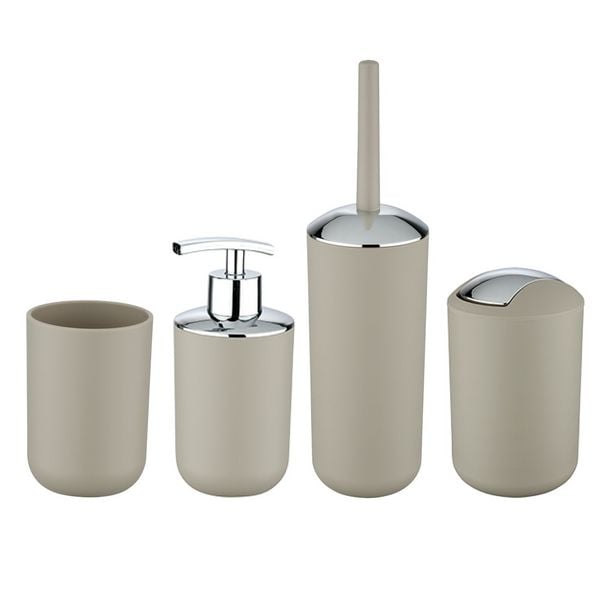Bad-Accessoire Set Mod. Brasil Taupe, 4-teilig , Spezialkunststoff, bruchsicher