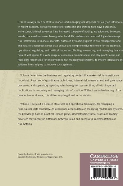 Produktbild: Handbook of Financial Data and Risk Information I