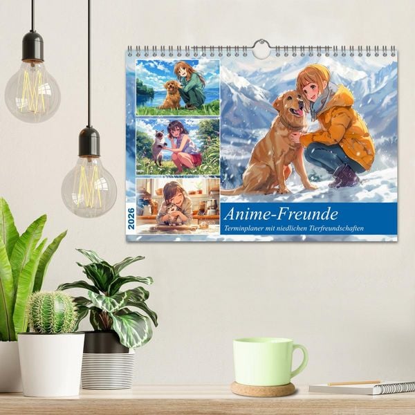 Produktbild: Anime-Freunde - Terminplaner mit niedlichen Tierfreundschaften (Wandkalender 2026 DIN A4 quer), CALVENDO Monatskalender