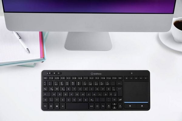 Produktbild: Renkforce RF-WLTKB-300 Kabellos Tastatur Deutsch, QWERTZ Schwarz Integriertes Touchpad